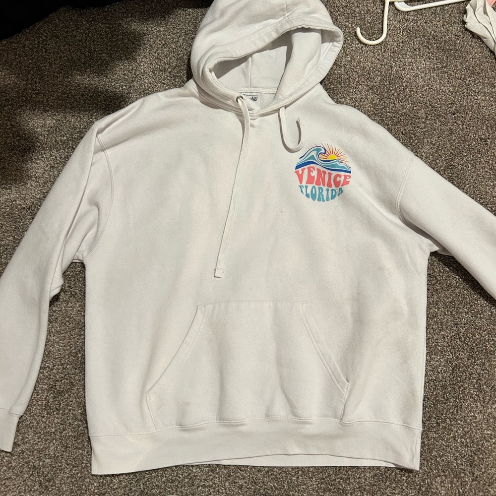 Pacific Connections White Hoodie with Colorful Graphic